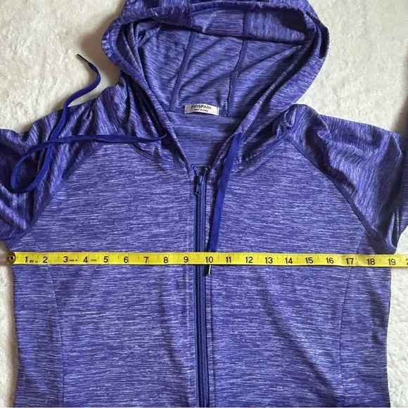 Pinspark Women's Heathered Purple Workout Sporty Zip Hooded Jacket Size M - Picture 4 of 10